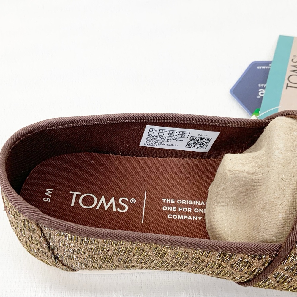 Toms Alpargata Bronze Glitter Giraffe Animal Print Slip On Shoes Size 5 - Picture 4 of 12